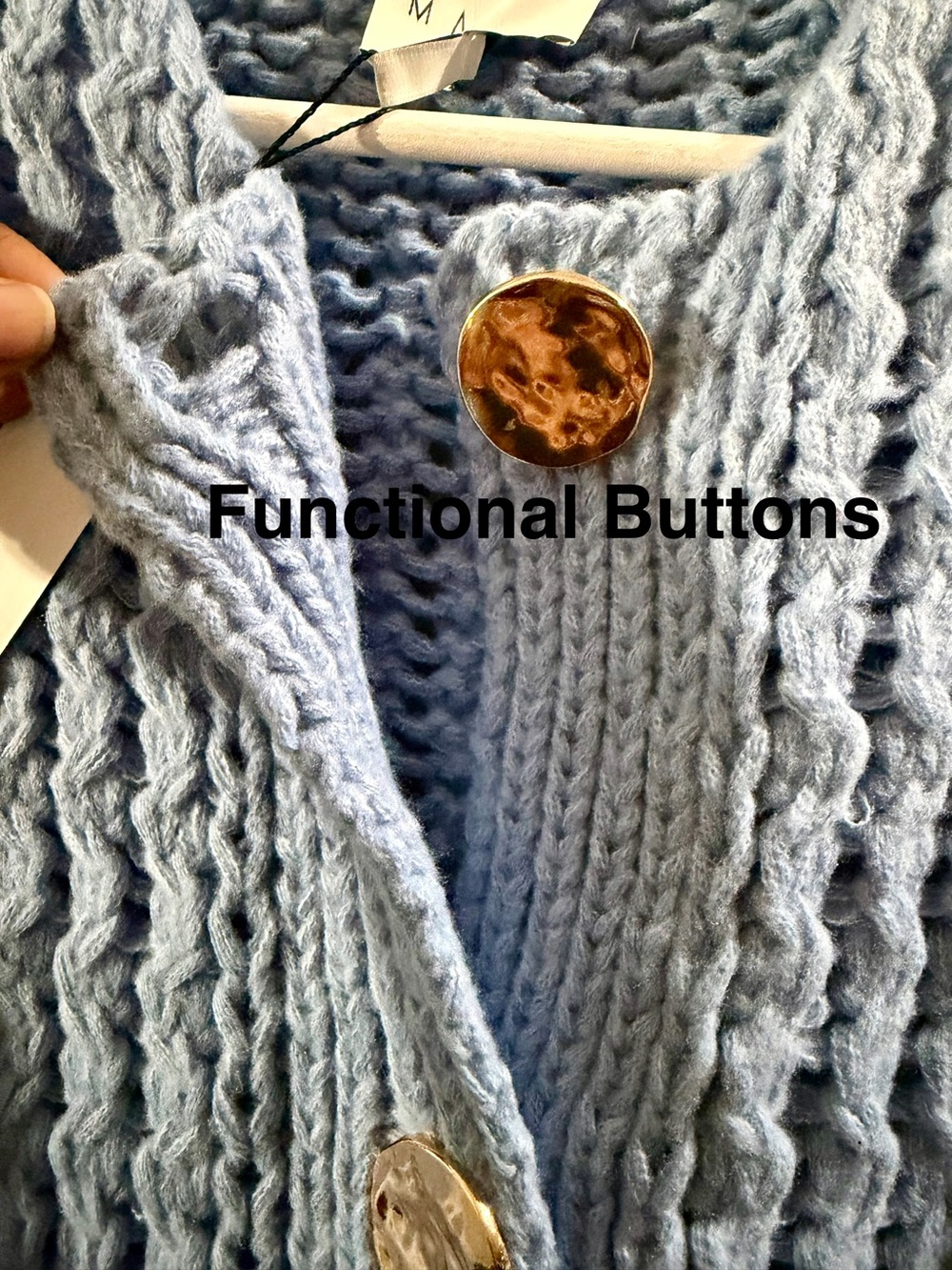MABLE Pale Blue Chunky Knit Button Vest - Picture 5 of 7